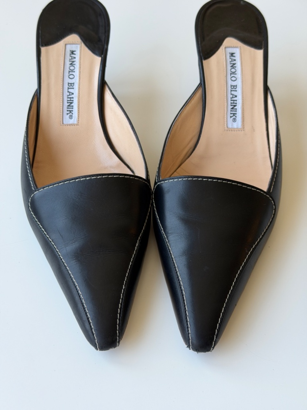 Manolo Blahnik Vintage black leather mules, IT 38.5 - Picture 7 of 12